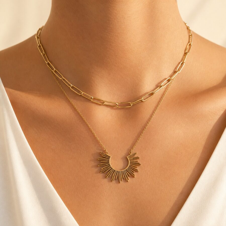 Golden Horizon Sunburst Necklace